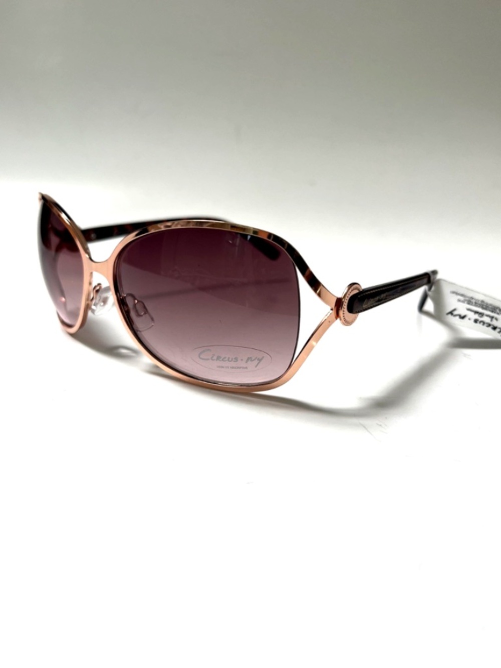 NWT CIRCUS BY SAM EDELMAN Wrap Sunglasses Rose Gold Brown Lens Dash Line